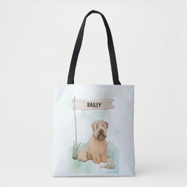 Tote Bag Soft Coated Wheaten Terrier Watercolor Personalize (Devant)