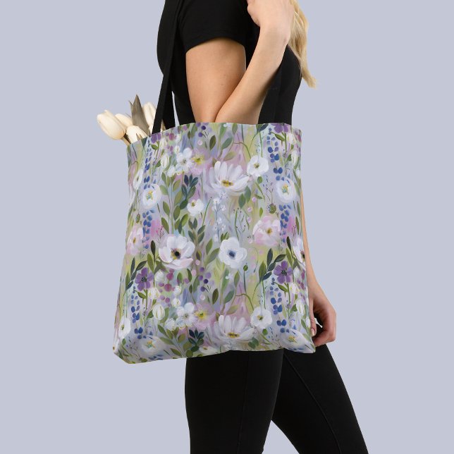 Tote Bag Soft Meadow Floral Watercolor (Créateur téléchargé)