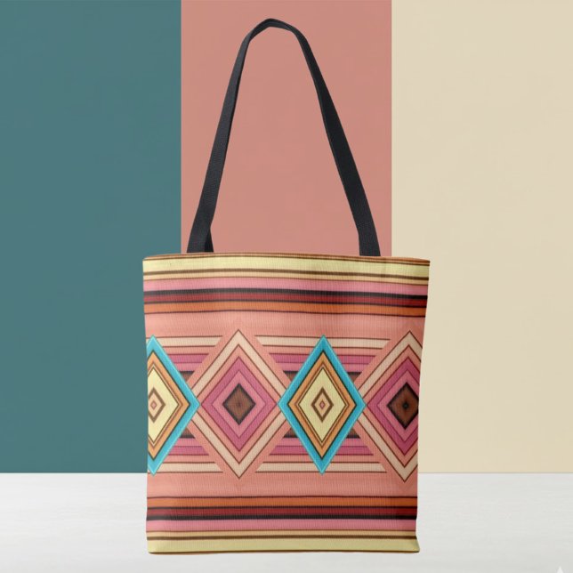 Tote Bag Soft Multi-Color Diamond & Stripe (Créateur téléchargé)