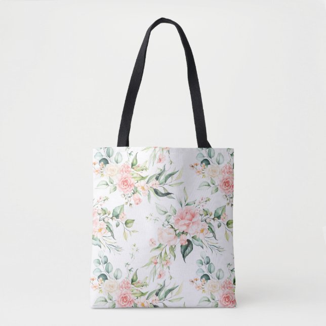 Tote Bag Soft Pastel Rose Rose Flower Motif (Devant)