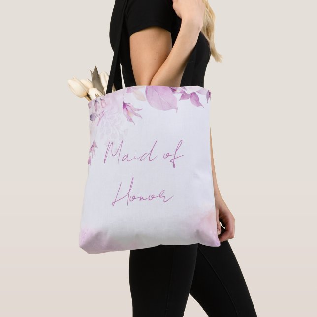 Tote Bag Soft rose moderne Boho Floral et Mariage Feuille (De près)