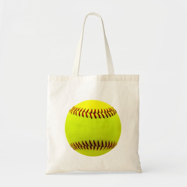 Tote Bag Softball Cutomize Personnaliser le ballon Turquois (Devant)