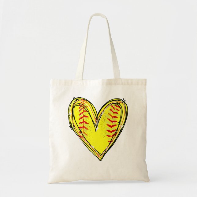 Tote Bag Softball Heart Softball Jour Vêtements Softball (Devant)