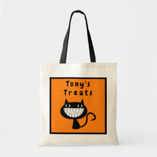 Tote Bag Soins d'Halloween personnalisés Chat noir sourian