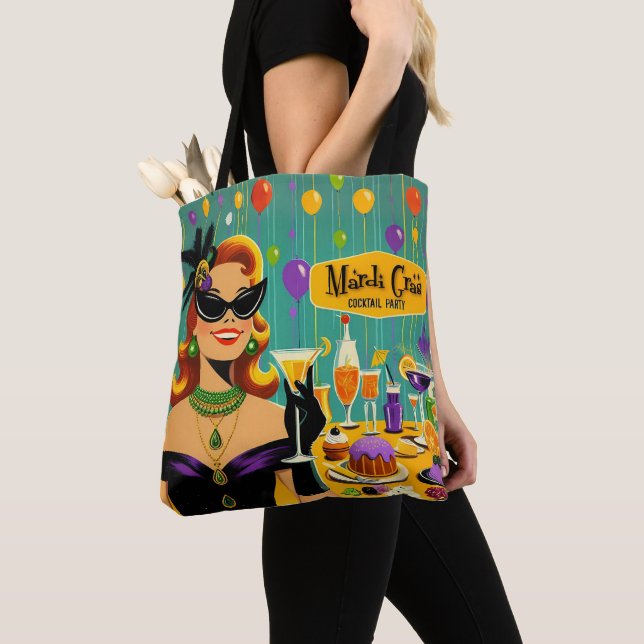 Tote Bag Soirée Cocktail Rétro 50's Mardi Gras Martini (De près)