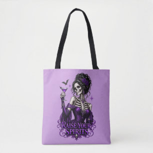 Tote Bag Soirée d'Halloween entre filles Squelettes éléga