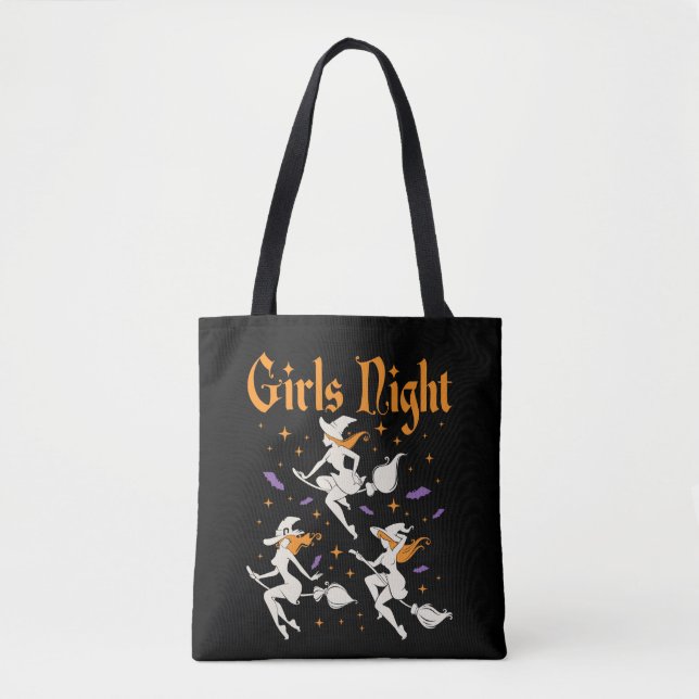 Tote Bag Soirée Filles Sorcières Brosses d'Halloween (Devant)