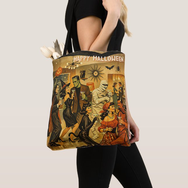 Tote Bag Soirée Martini Halloween Rétro Milieu de Siècle 50 (De près)