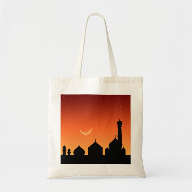 Tote Bag Soirée Mosquée Silhouette Ciel - Budget Fourre-tou (Devant)