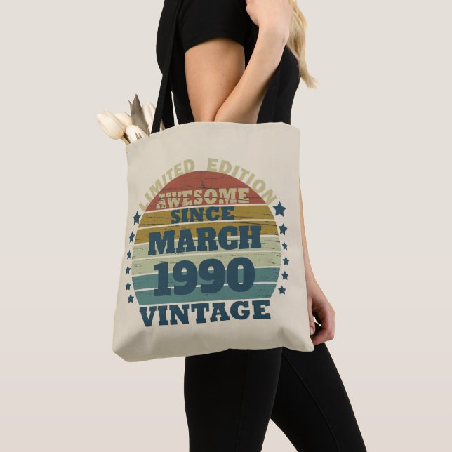 Tote Bag Soirée personnalisée vintage de 35 ans (De près)