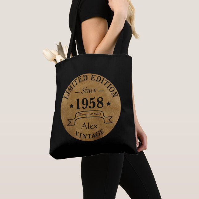 Tote Bag Soirée personnalisée vintage de 65e anniversaire (De près)