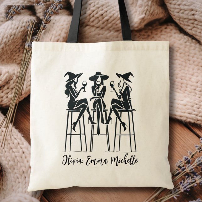 Tote Bag Soirée Vin Personnalisée, Moderne, Élégante Sorciè (Créateur téléchargé)