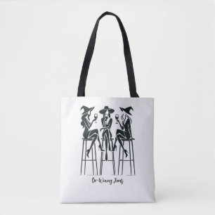 Tote Bag Soirée Vins, Halloween, Sorcière Moderne, Élégante
