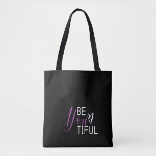 Tote Bag Sois-Tu Mince Minimaliste Typographie Belle Noire
