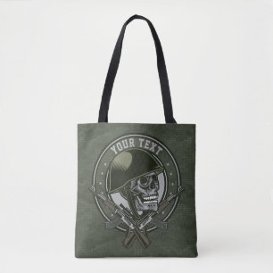 Tote Bag Soldat de Camo militaire personnalisé : crâne et a