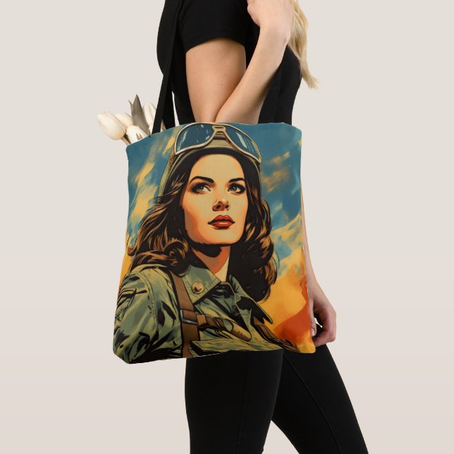 Tote Bag Soldat Femme Sci-Fi Vintage (De près)