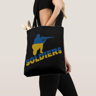 Tote Bag Soldats ukrainiens, drapeau ukrainien