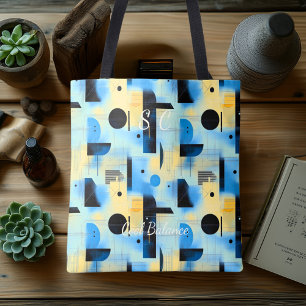 Tote Bag Solde cool Abstrait - Bleu, Jaune et Noir