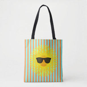 Tote Bag Soleil avec lunettes de soleil foncé sur les bande