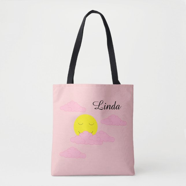 Tote Bag Soleil dans un ciel brumeux : rose clair  (Devant)