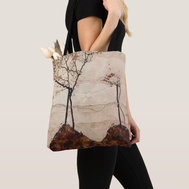 Tote Bag Soleil d'automne et arbres par Egon Schiele, Art V (De près)