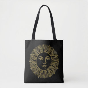 Tote Bag Soleil d'or noir ésotérique