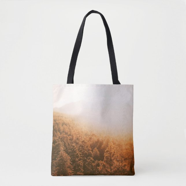 TOTE BAG SOLEIL D'OR SUR UNE FORÊT (Devant)