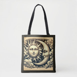Tote Bag Soleil et Lune Célestes Vintage
