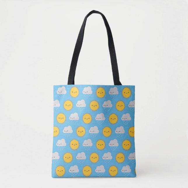Tote Bag Soleil et pluie Kawaii (Devant)