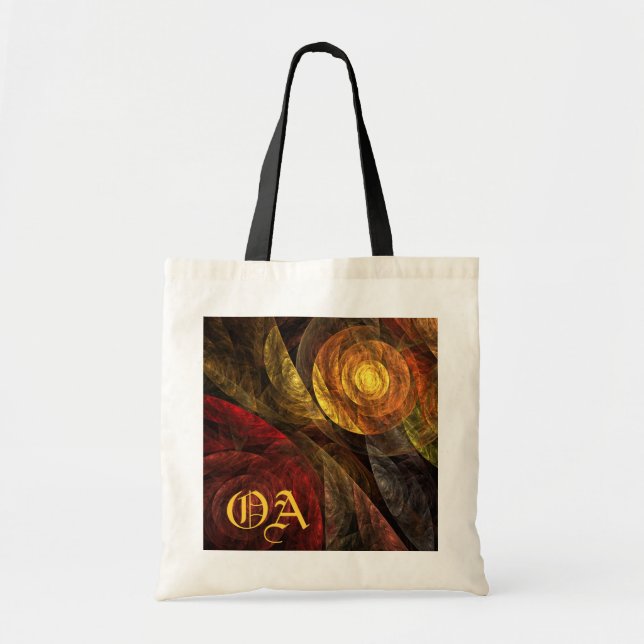 Tote Bag Soleil Fleur Floral Moderne Art Abstrait Monogramm (Devant)