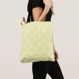 TOTE BAG SOLEIL PASTEL JAUNE AUX PETITS PIEDS BÉBÉS BLANCS