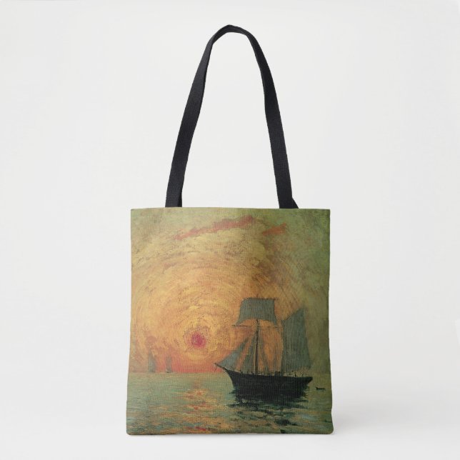 Tote Bag Soleil rouge par Maxime Maufra, impressionnisme Vi (Devant)