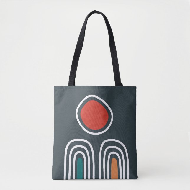 Tote Bag Soleil rouge sur arcs-en-ciel oho, art abstrait li (Devant)