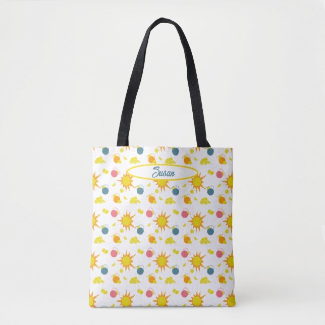 Tote Bag Soleils Jaunes Orange Citronnades Pink Turquoise (Devant)