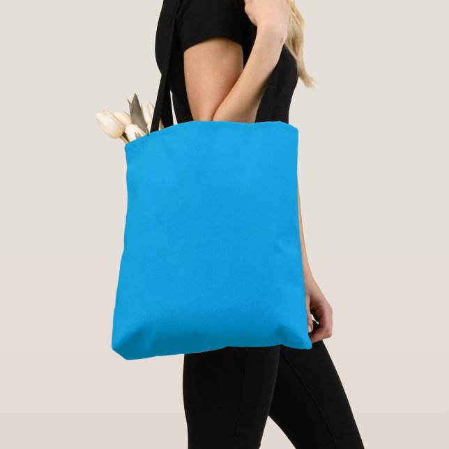 Tote Bag Solid Cyan Blue Background | Summer Minimal Style (De près)