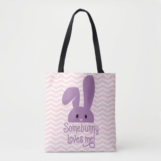 Tote Bag Some Bunny M'aime Lapin Mignon de Pâques (Devant)