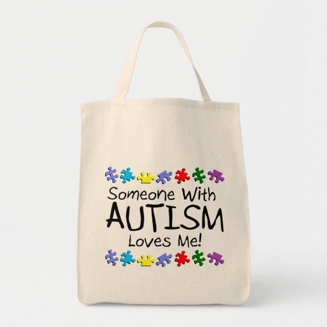 Tote Bag Somone avec l'autisme m'aime (pp) (Devant)