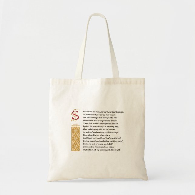 Tote Bag Sonnet 65 (LXV) de Shakespeare sur le parchemin (Devant)