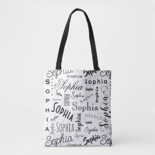 Tote Bag Sophia Typographie Noir Blanc