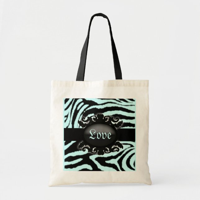 Tote Bag Sophistiqué Zèbre Imprimer monogramme (Devant)