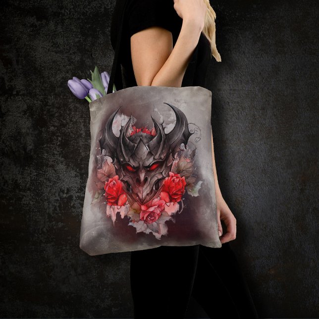 Tote Bag sorcellerie | Bête de démon fumé aux yeux rouges a (Créateur téléchargé)