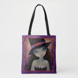 Tote Bag Sorcière aux yeux brillants Grande fille aux yeux