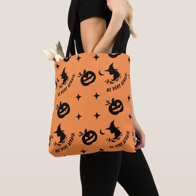 Tote Bag Sorcière Citrouille Éffrayant d'Halloween (De près)