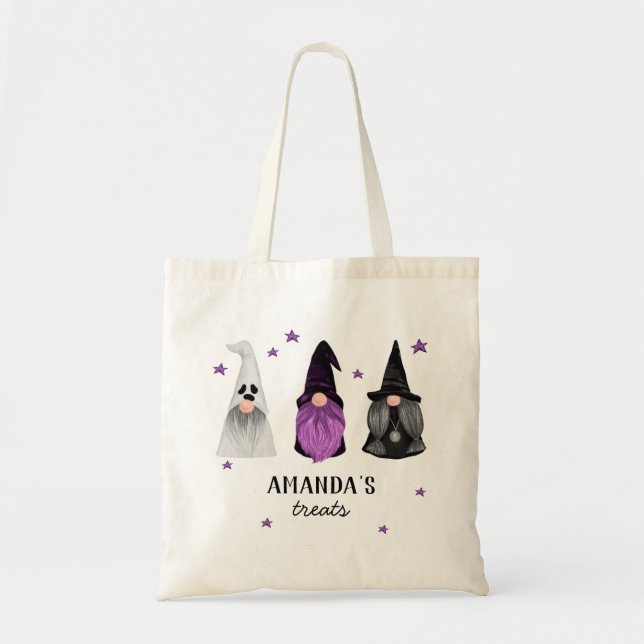 Tote Bag Sorcière de gnomes violets noirs. Les gâteries pou (Devant)