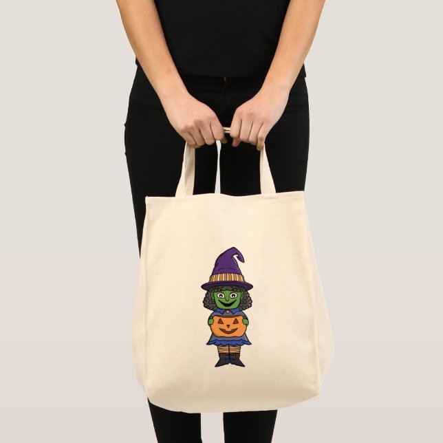 Tote Bag Sorcière de Halloween citrouille (Devant (produit))