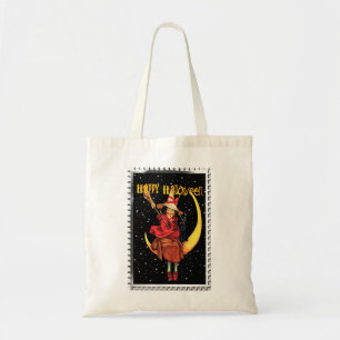 Tote Bag Sorcière de Halloween nostalgique et son chat