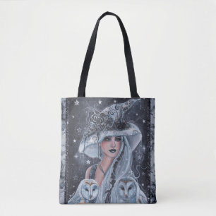 Tote Bag sorcière d'Halloween et hibou