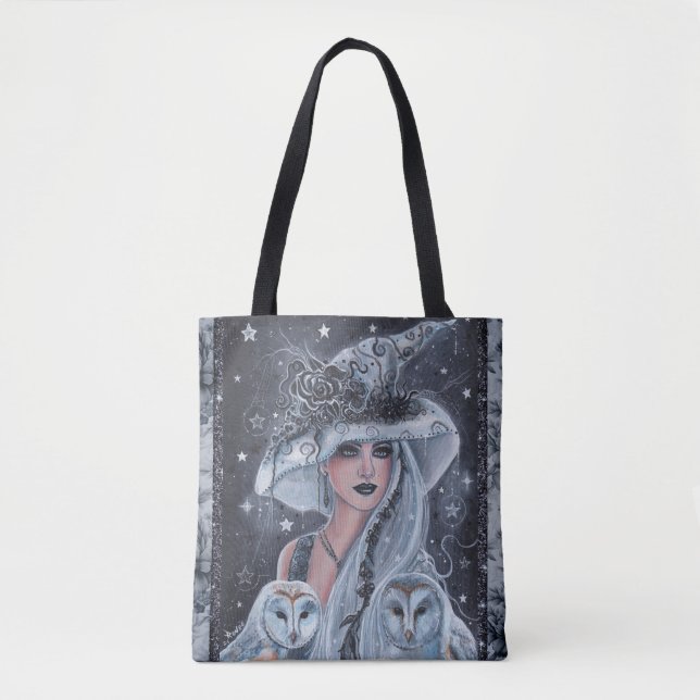 Tote Bag sorcière d'Halloween et hibou (Devant)