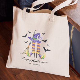 Tote Bag Sorcière d'Halloween jambes et chapeau