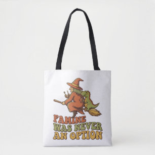 Tote Bag Sorcière drôle chevauchant un balai avec la famine